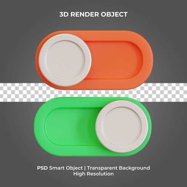 On off button 3d render isolated premium psd