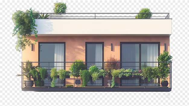 PSD office balcony illustration isolated on transparent background