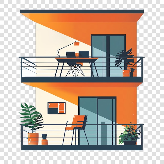 PSD office balcony realistic photo isolated on transparent background