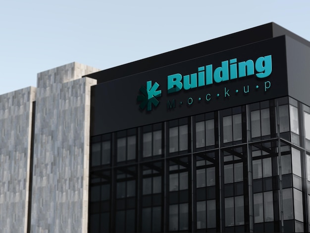 Office building mockup template with clear sky