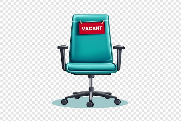 PSD office chair with a vacant sign isolated on a transparent background