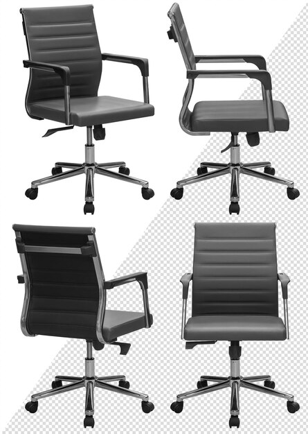 PSD office computer chair isolated from the background view from different sides