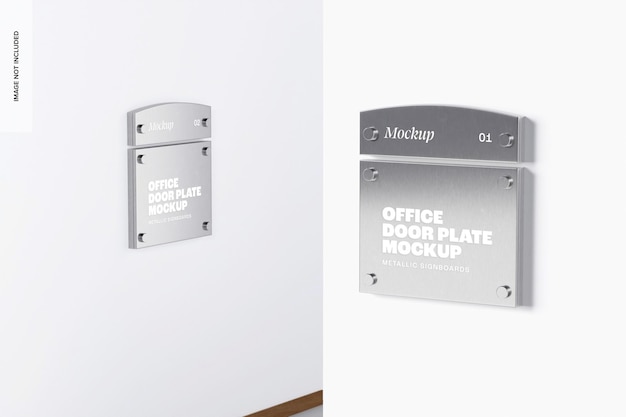 PSD office door plates mockup, perspective