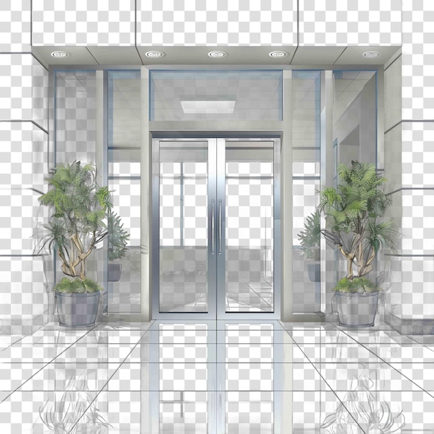 PSD office entrances transparent background realistic element