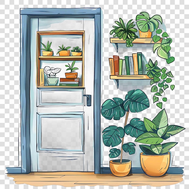 Office entrances transparent background watercolor clipart