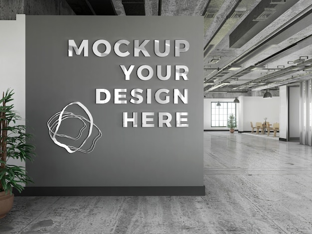 Office logo in wall mockup