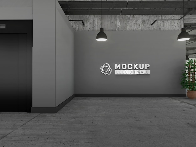 Office logo in wall mockup