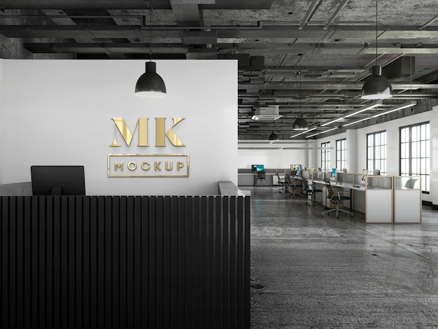 Office logo in wall mockup