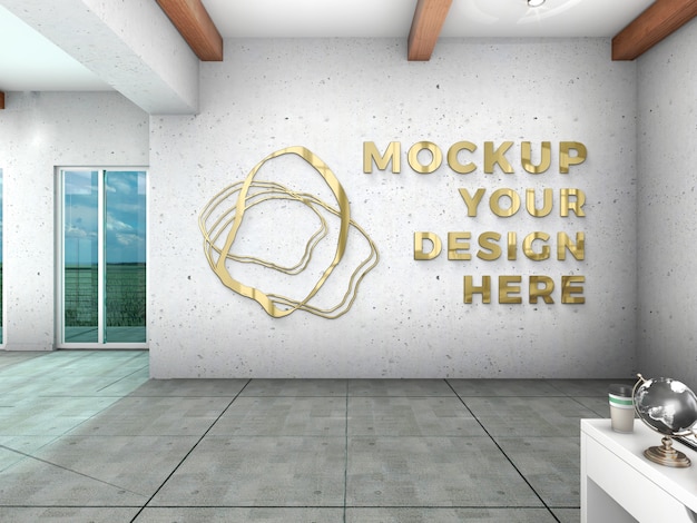 Office logo in wall mockup