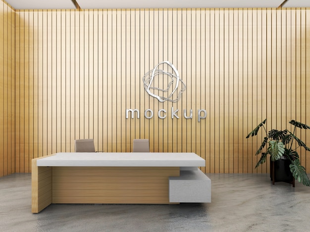 Office logo in wall mockup