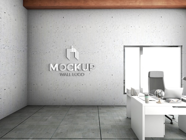 Office logo in wall mockup