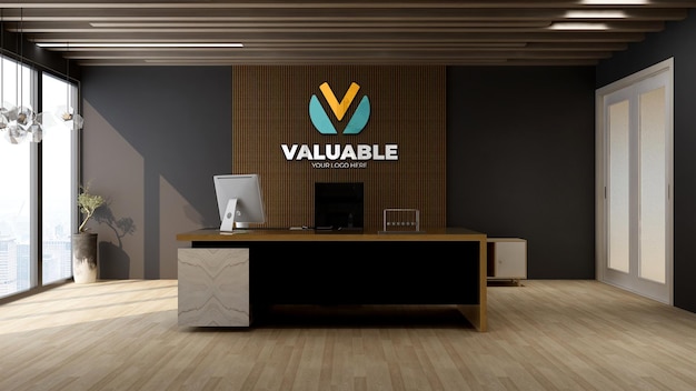 office manager room for company logo mockup