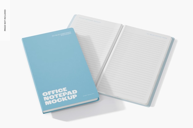 PSD office notepads mockup, opened and closed