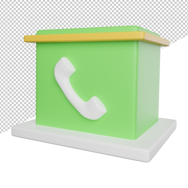 Office Phone Number side view 3d rendering icon illustration on transparent background