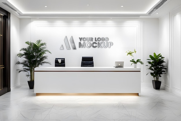 office reception 3d logo mockup