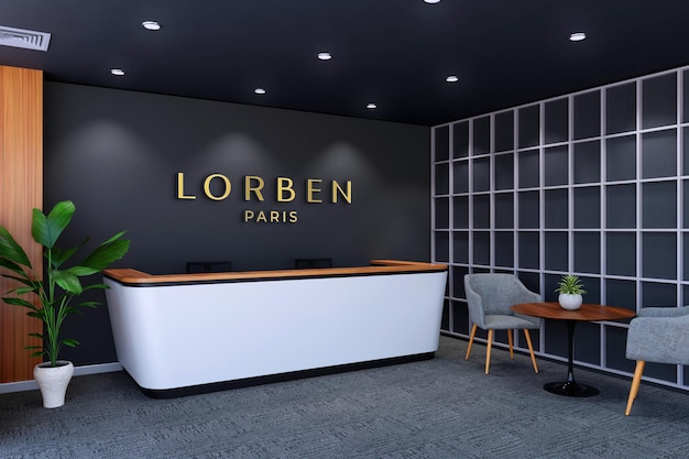 Office reception 3d logo mockup