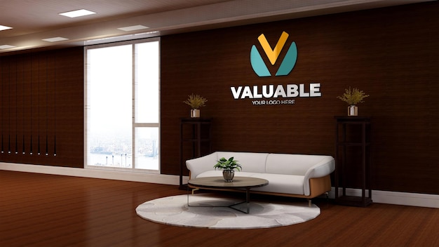 office Reception room with logo mockup