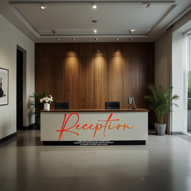 Office reception with a modern and professional