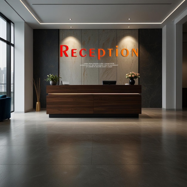 Office reception with a modern and professional