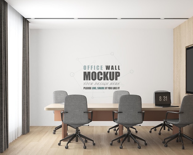 The office space is designed with a modern style Wall mockup