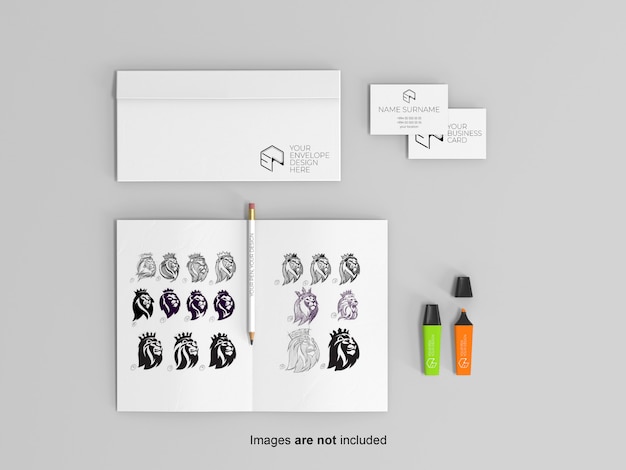 Office supplies mockup