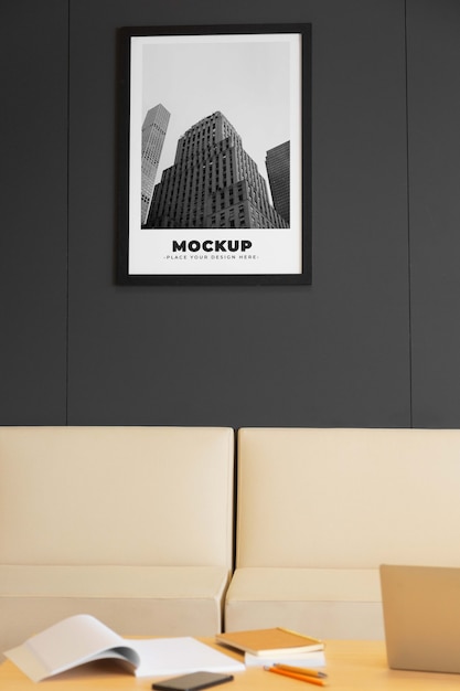 Office wall poster mock-up design