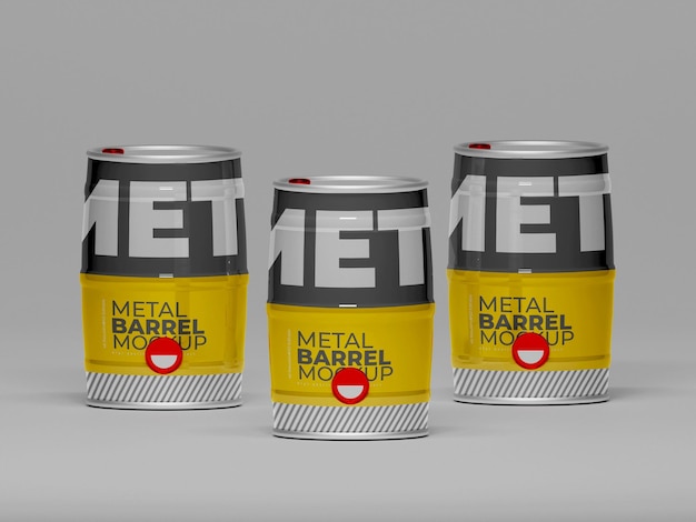 Oil barrel metal  drum packaging mockup