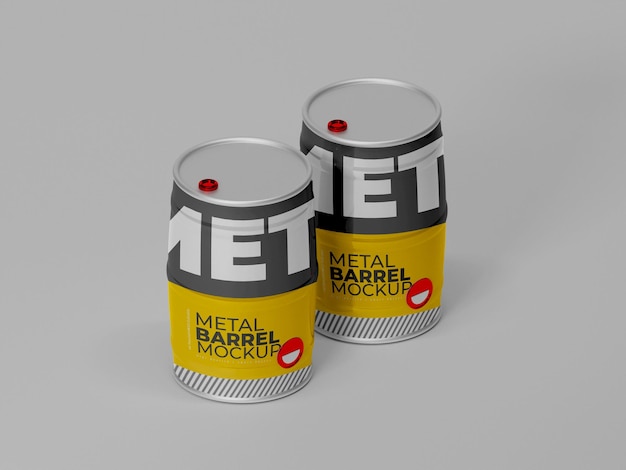 Oil barrel metal  drum packaging mockup