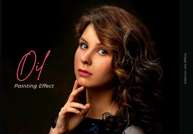 Oil painting photo effect mockup template