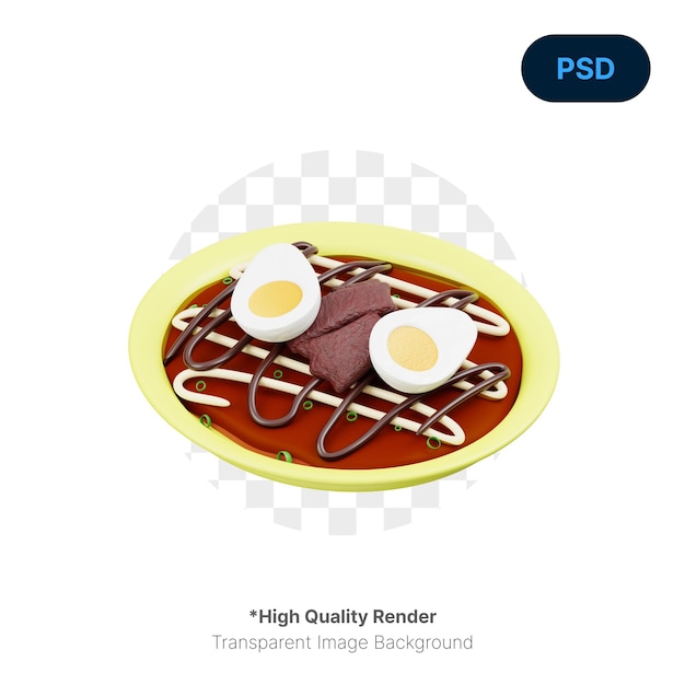 Okonomiyaki 3D Icon Premium Psd