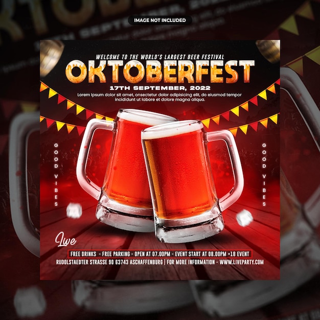 Oktoberfest beer festival social media post or flyer promotion template