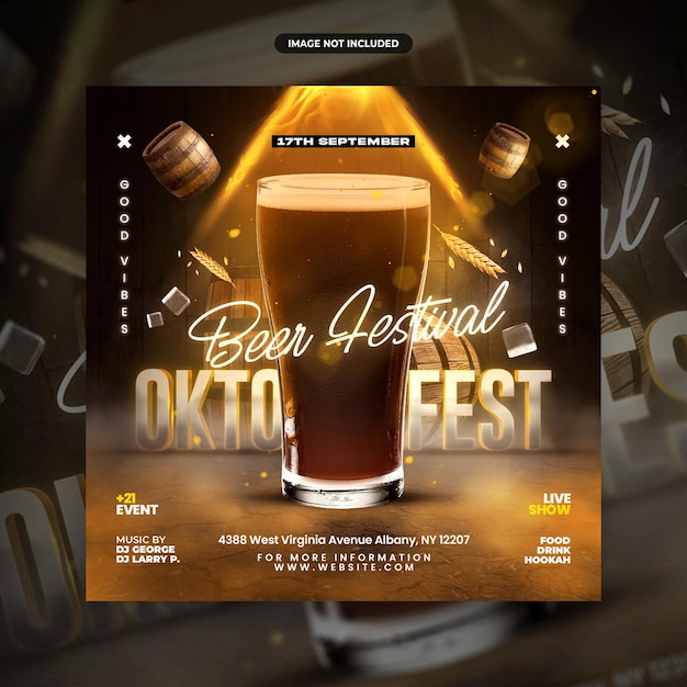 Oktoberfest beer festival social media post or flyer promotion template