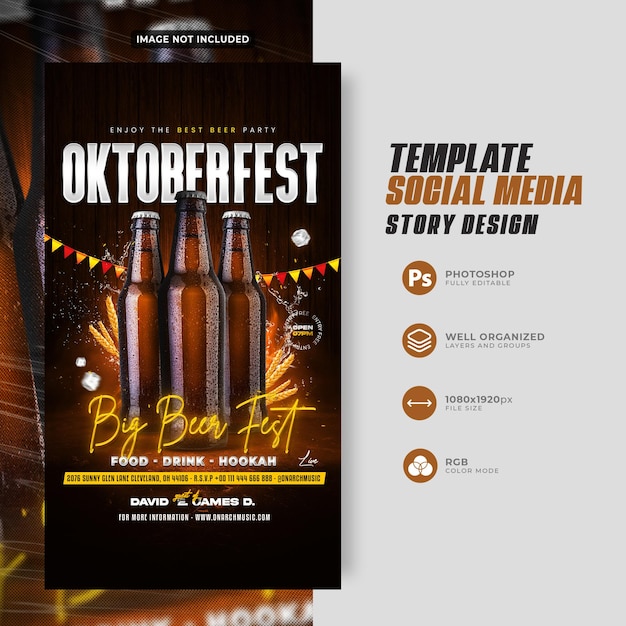 PSD oktoberfest beer festival social media story or instagram promotion template