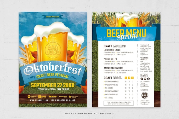 Oktoberfest Craft Beer Festival Flyer Template in PSD