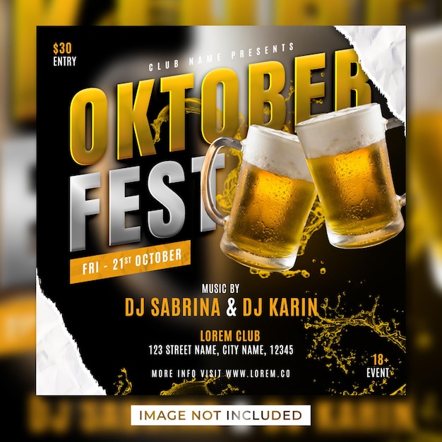 Oktoberfest party flyer social media post template banner