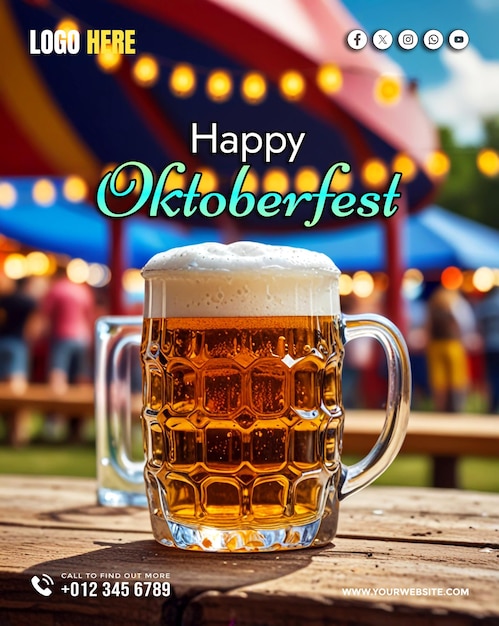 PSD oktoberfest social media banner and poster template