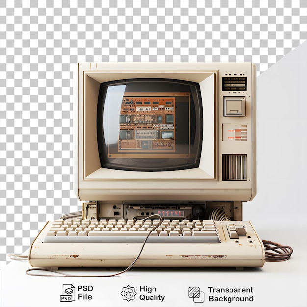 PSD old 3d computer isolated on transparent background include png file