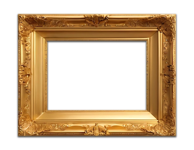 old antique gold frame over white background