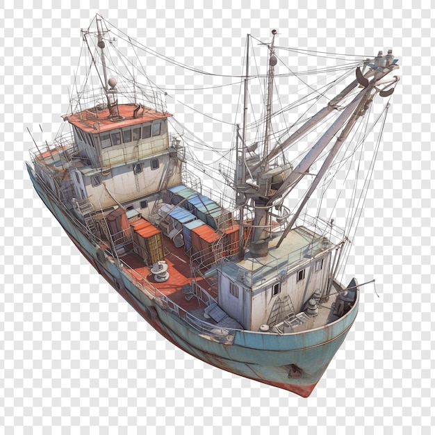 Old Cargo Ship with Crane