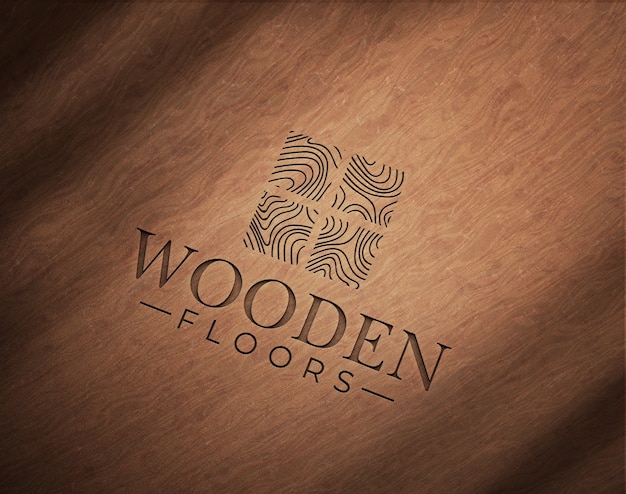 Old engraving  logo mockup on wood