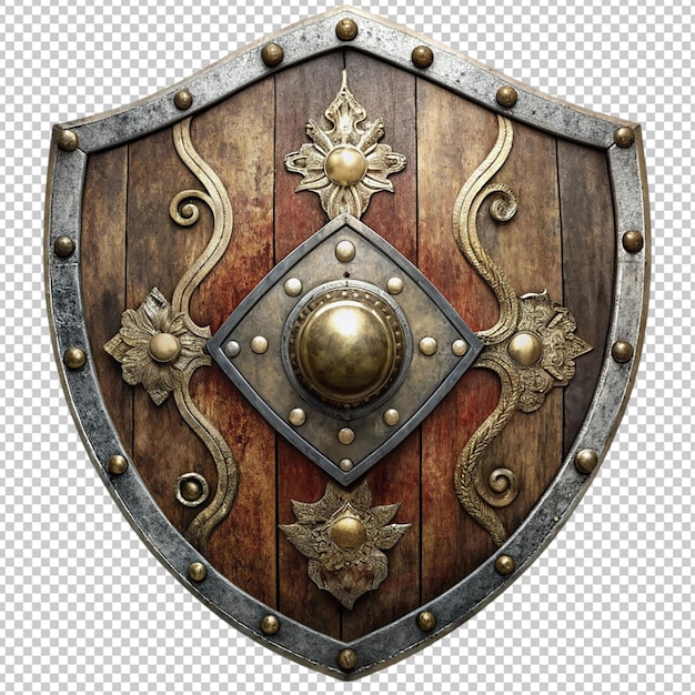 old fantasy shield on transparent background