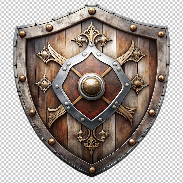 old fantasy shield on transparent background