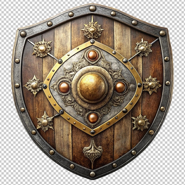 old fantasy shield on transparent background