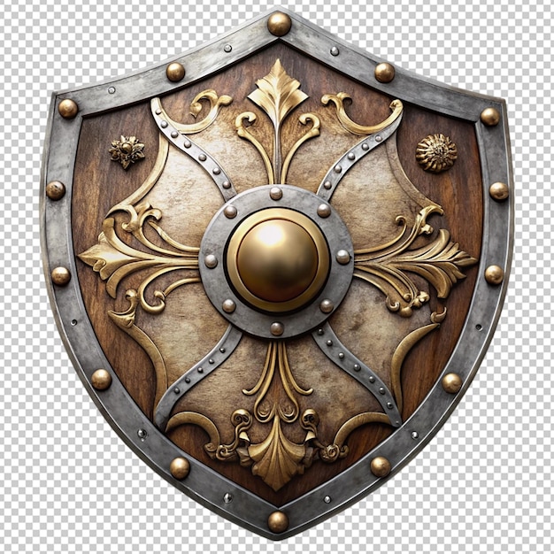 old fantasy shield on transparent background