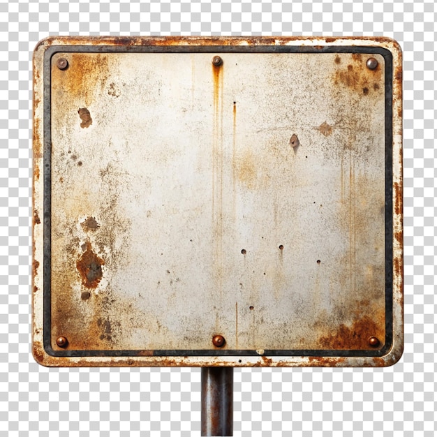 Old and grunge vintage metal sign isolated on transparent background