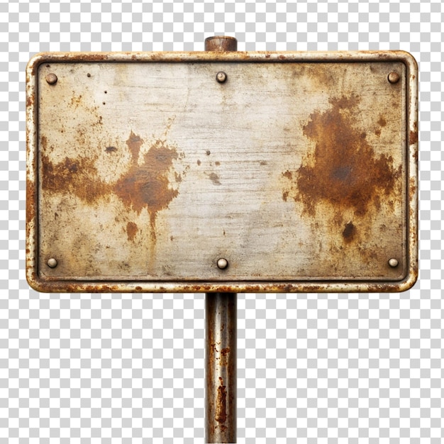 Old and grunge vintage metal sign isolated on transparent background