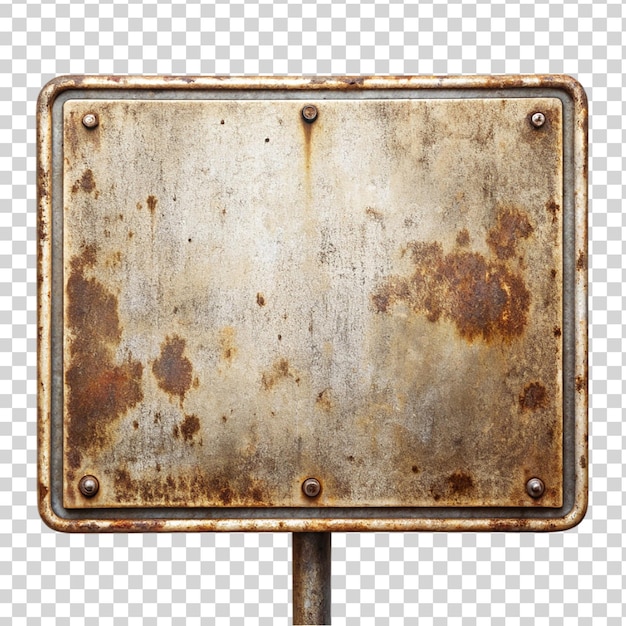 Old and grunge vintage metal sign isolated on transparent background