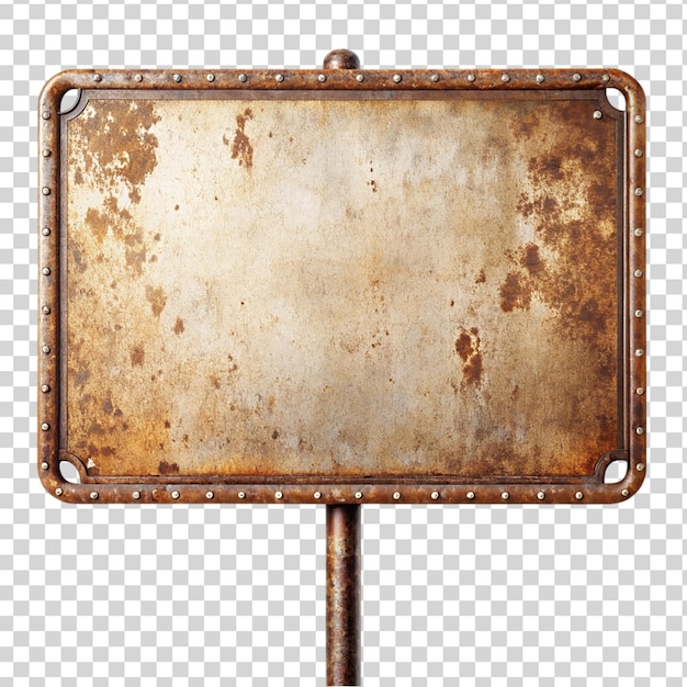 Old and grunge vintage metal sign isolated on transparent background