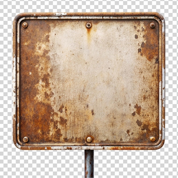 Old and grunge vintage metal sign isolated on transparent background