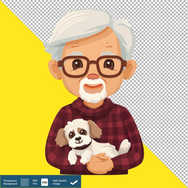 PSD an old man holding a dog and a picture of a dog